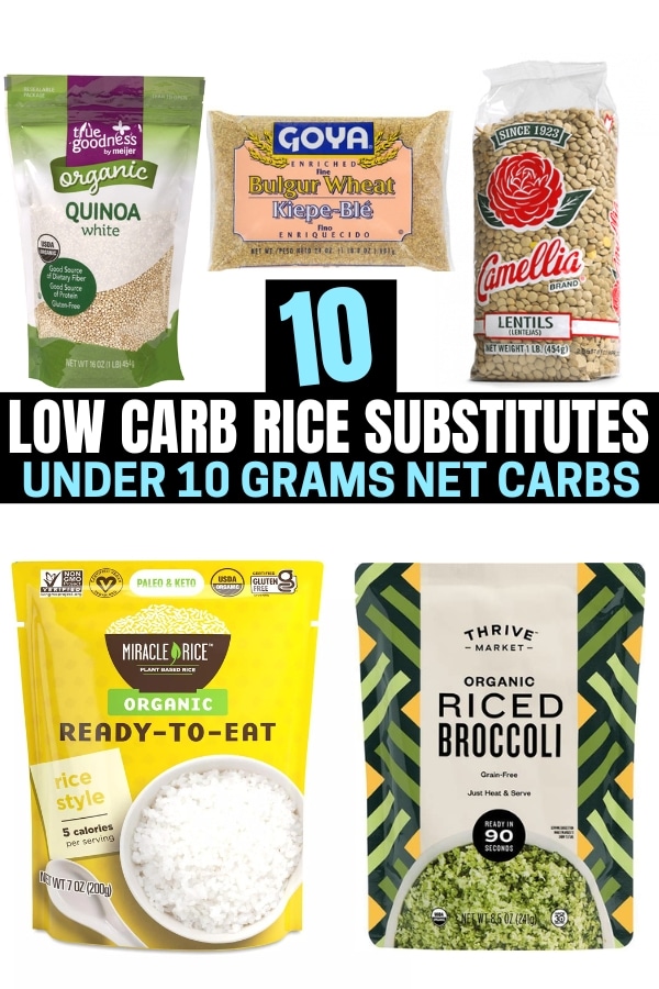 A compilation of five low carb rice substitutes.