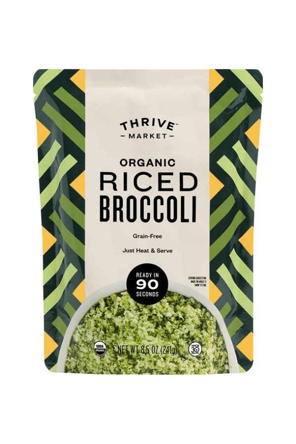 A pack of Thrive market organic riced broccoli.