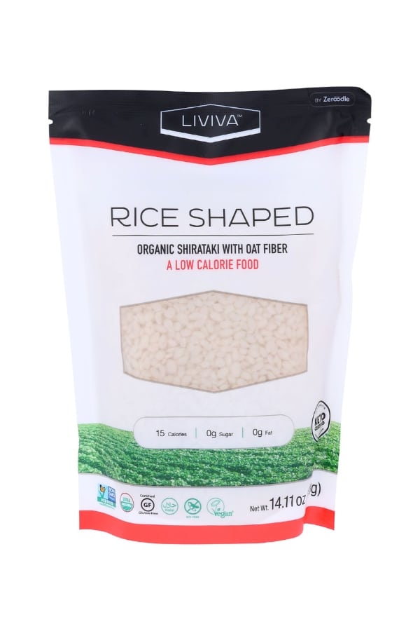 A bag of rice shaped organic shirataki.