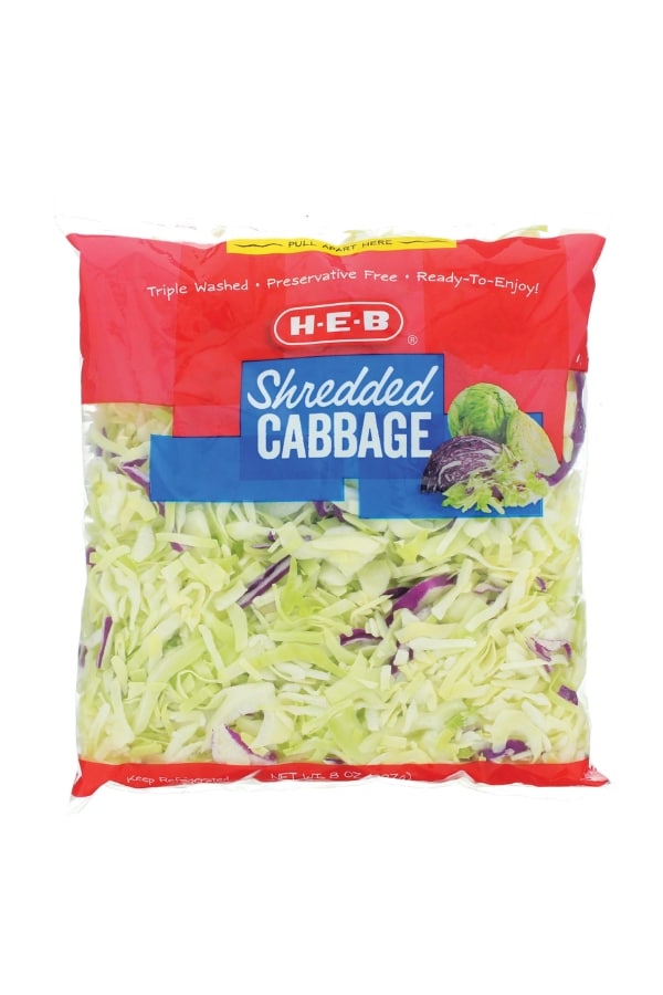 A bag of shredded cabbage.