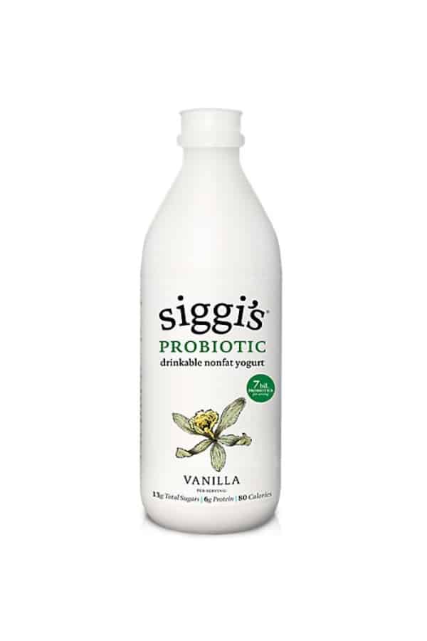 A bottle of siggis probiotic drinkable yogurt.