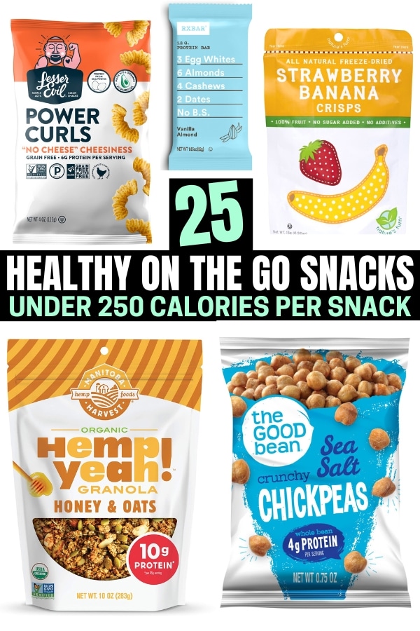 A bunch of healthy on the go snacks.