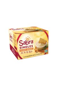 A packaged of Sabra singles classic hummus.