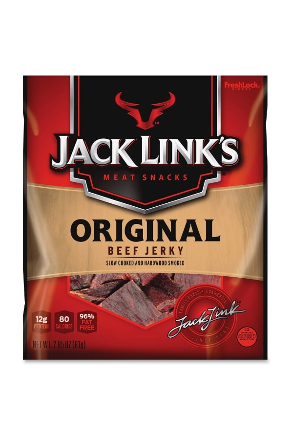 A bag of Jack Links original beef jerkey.