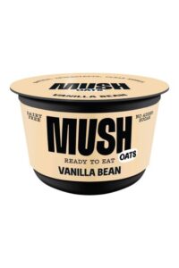 A container of Mush vanilla bean overnight oats.