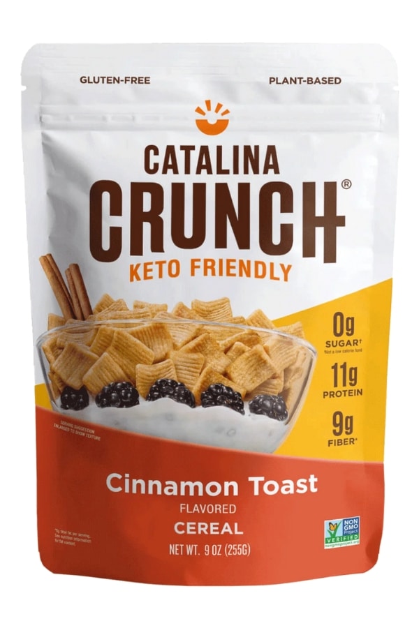 A bag of Catalina Crunch cinnamon toast cereal.