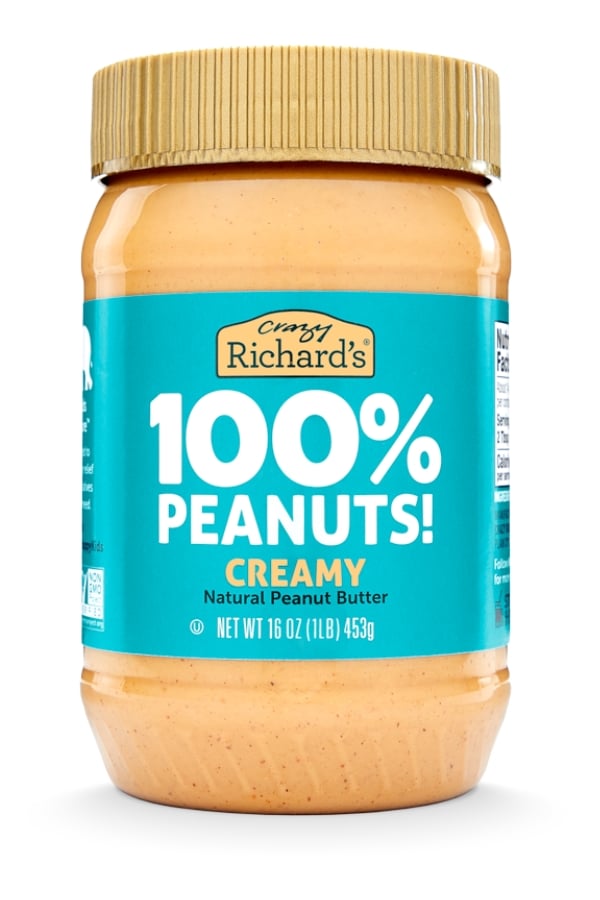 A jar of Crazy Richard's 100% Peanuts.
