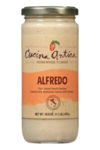 A bottle Cucina Antica Alfredo Sauce.