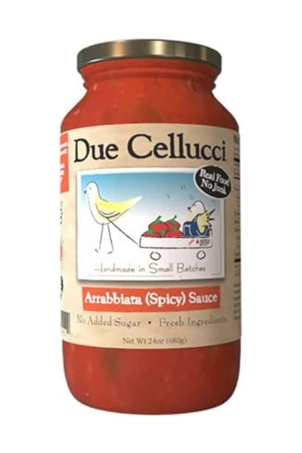 A bottle Due Cellucci Arrabbiata Spicy Sauce.