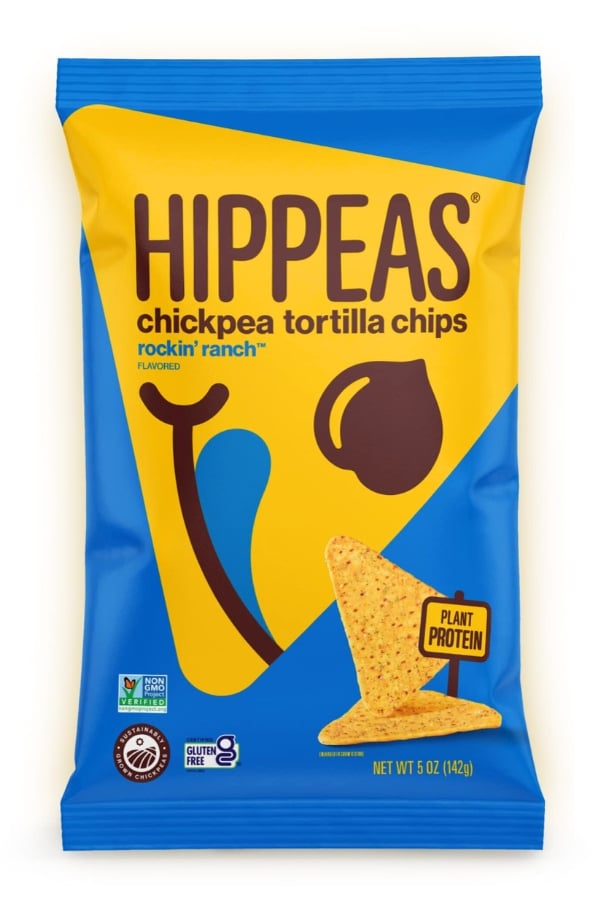 A bag of Hippeas Chickpea Tortilla Chips rockin ranch.