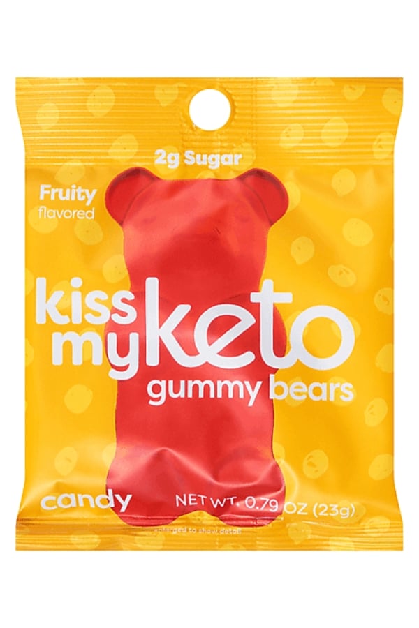 A bag of kiss my keto gummy bears.