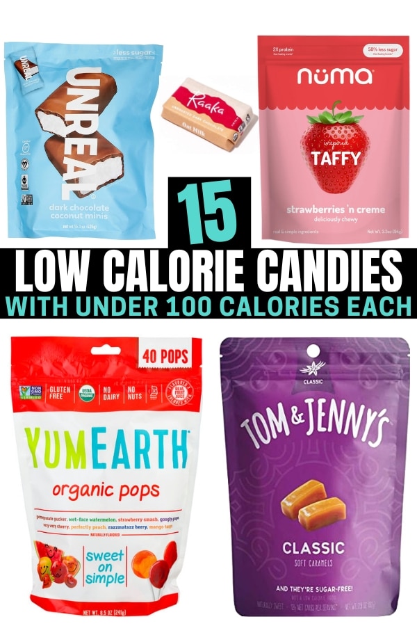 A compilation of low calorie candy options.