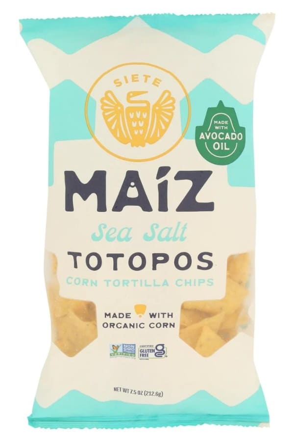 A bag of Siete Maiz Totopos.