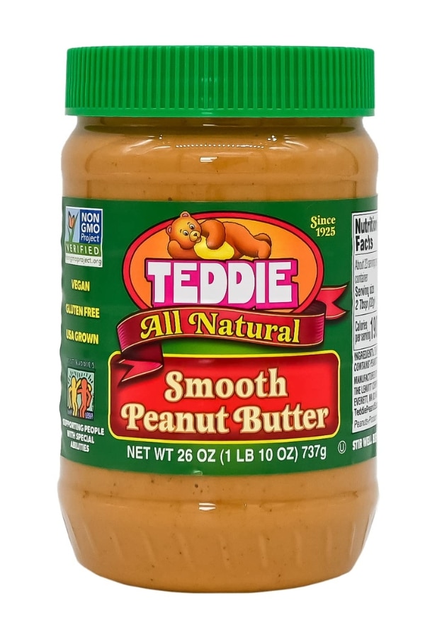 A jar of Teddie All Natural Peanut Butter.