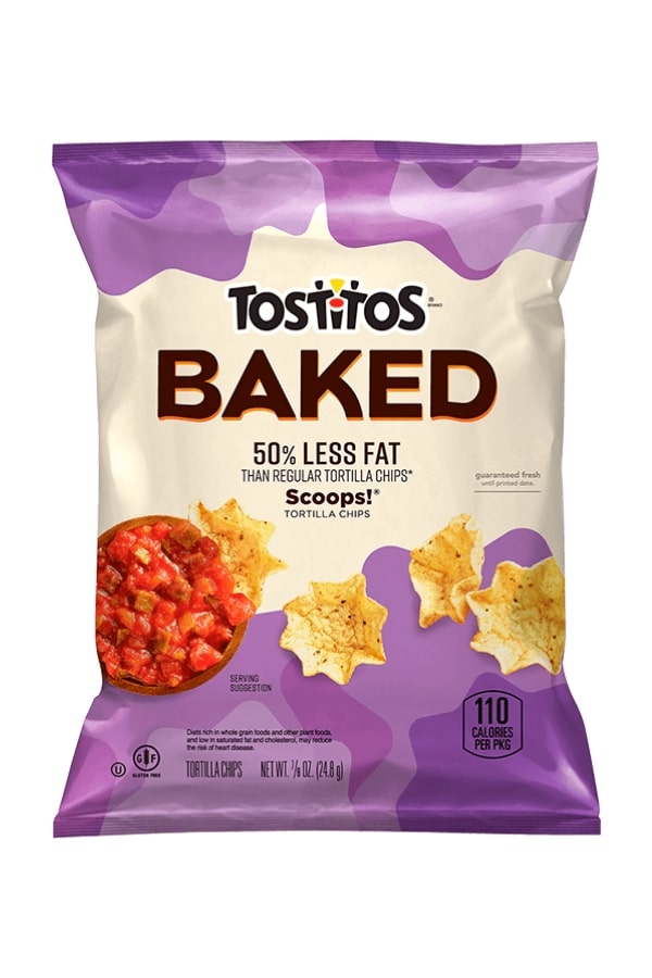 A bag of Tostitos Baked Scoops.