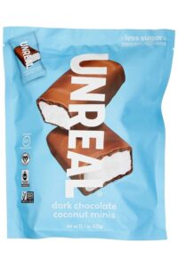 A bag of unreal dark chocolate coconut minis.