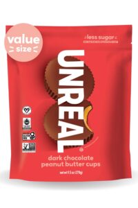 A bag of unreal dark chocolate peanut butter cups.
