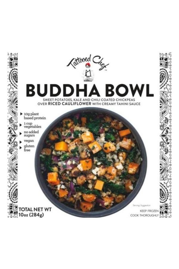 A box of tatooed chef buddah bowl.