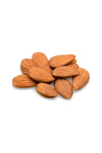 Eleven almonds in a bunch.