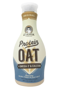 A bottle of Califa Farms original protein oat milk.