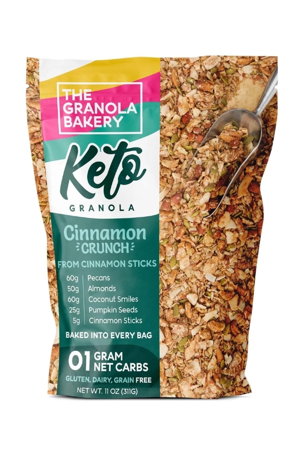 A bag of The Granola Bakery Keto Granola cinnamon crunch.