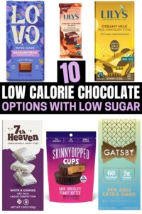 A compilation of low calorie chocolate options.