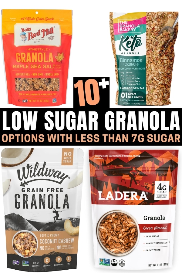 A compilation of four low sugar granola options.