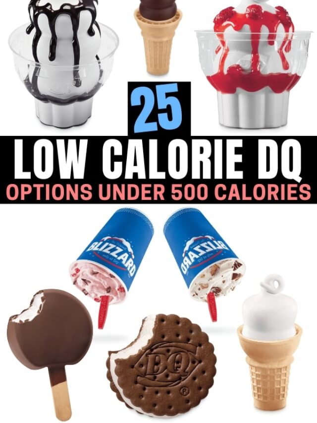 A compilation of low calorie dairy queen options.
