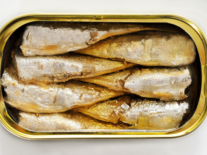 Seven sardines in a tin.