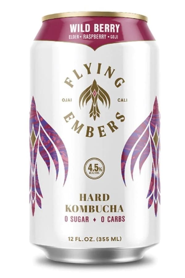 A can of Flying Embers Hard Kombucha.