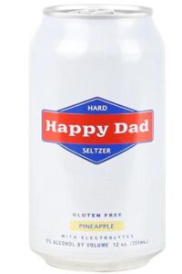 A can of Happy Dad Seltzer.