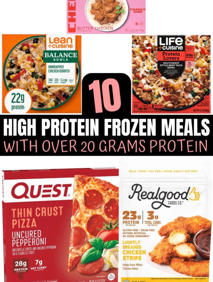 A compilation of high protein frozen meals.