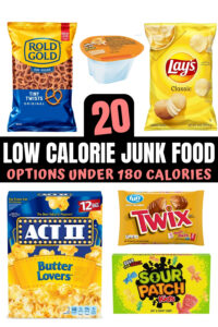 A bunch of low calorie junk food.