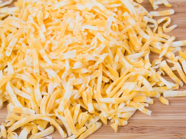 A bunch of shredded monterey jack cheese.