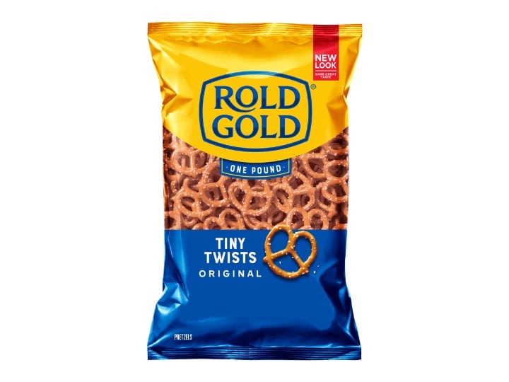 A bag of Rold Gold Tiny Twists.