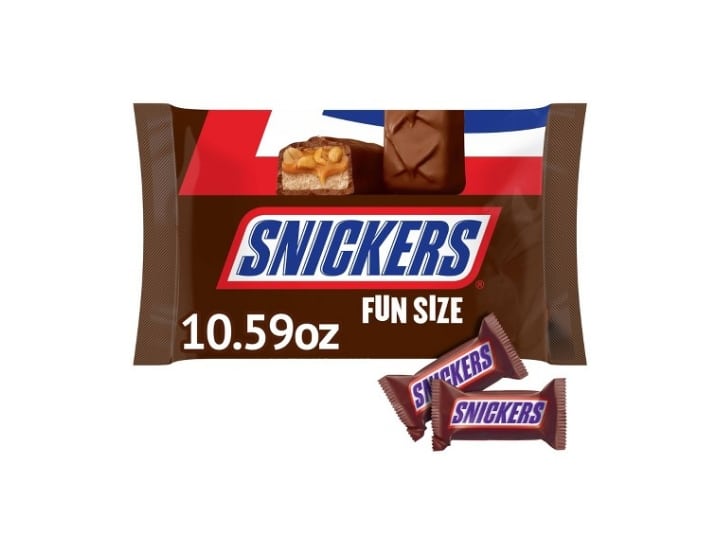 A box of Snickers Fun Size.