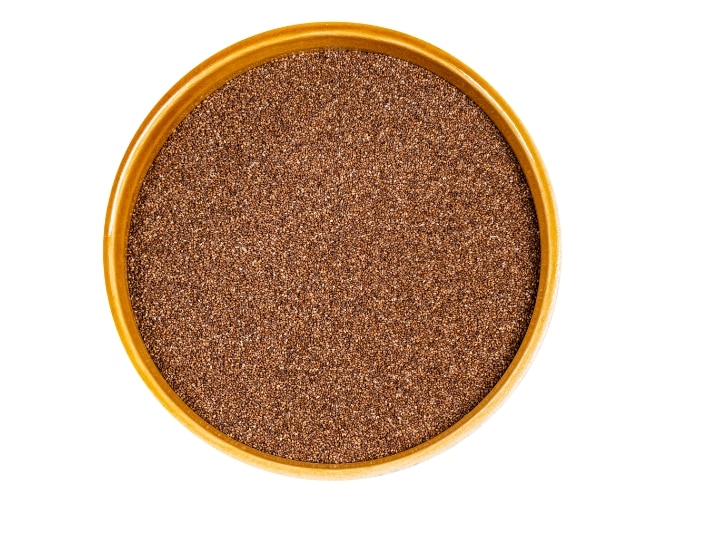 A brown bowl of teff.