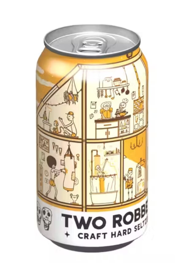 A can of Two Robbers Seltzer.