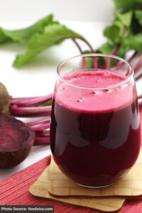 A glass of beetroot juice.