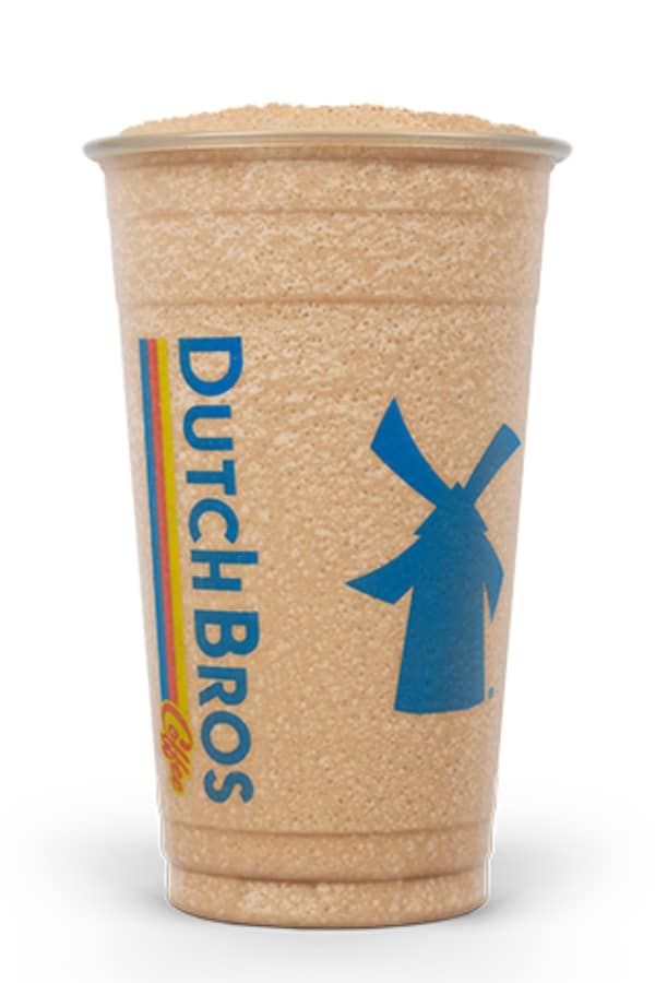 a clear cup of dutch bros sugar free almond caramelizer.