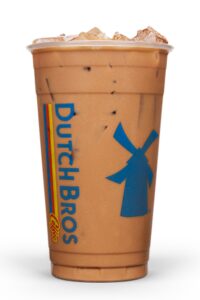 a clear cup of dutch bros sugar free almond milk double torture.