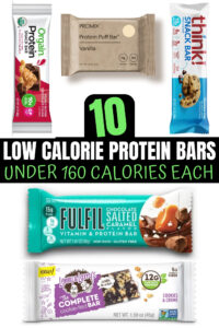 Five high protein low calorie bar options.