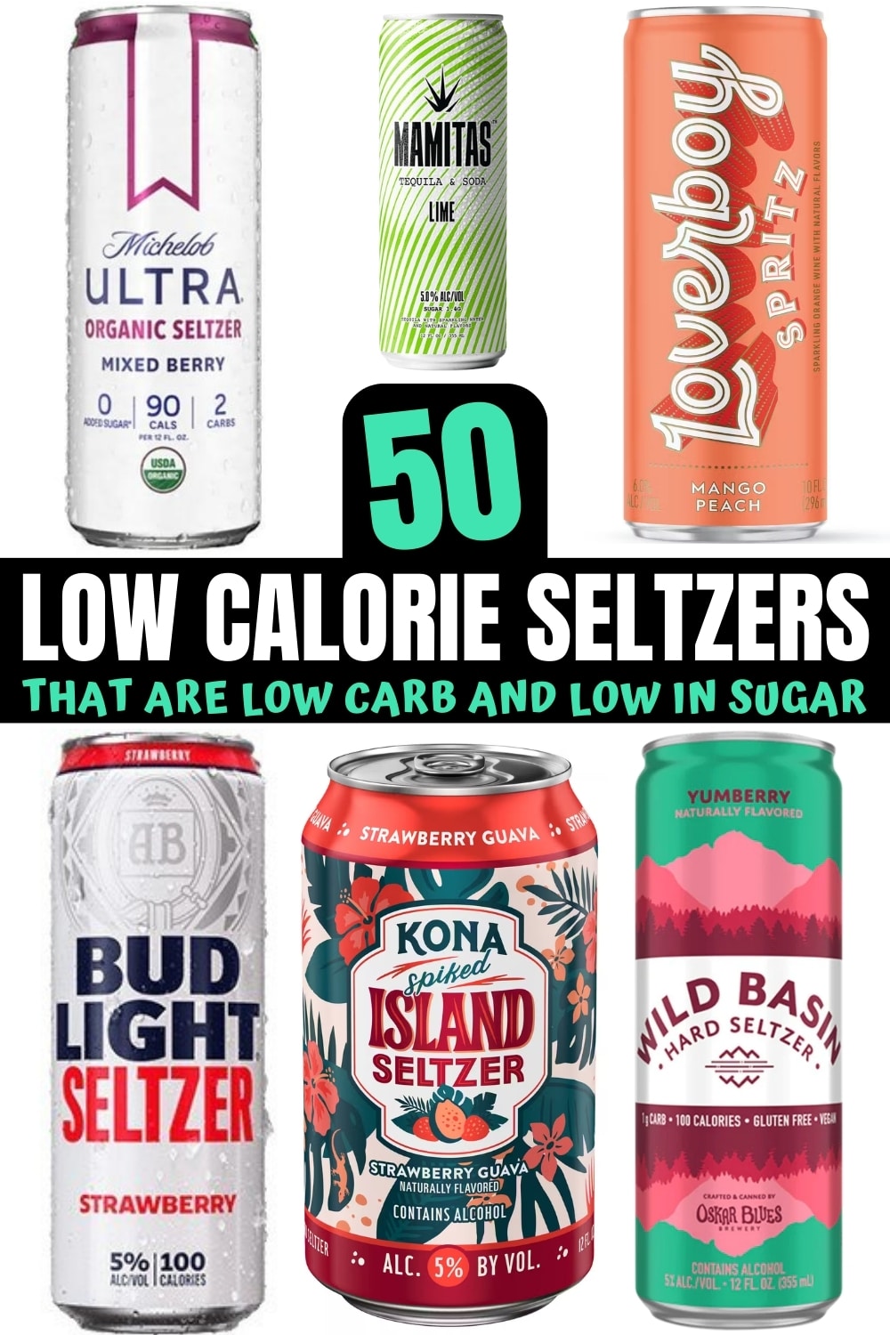 A bunch of low calorie seltzers.