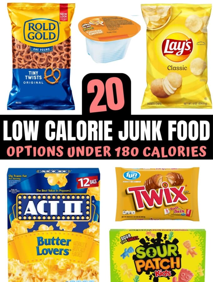 A bunch of low calorie junk food.