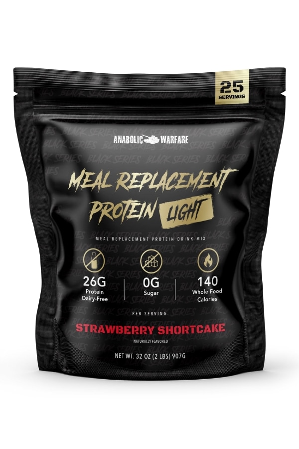 A bag of Anabolic Warfare Meal Replacement Protein Light.