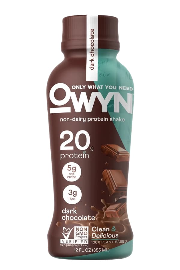 A bottle of Owyn Non-Dairy Protein Shake.