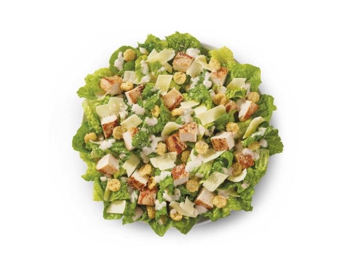 A chicken caesar salad.