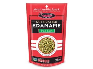 A bag of roasted edamame.