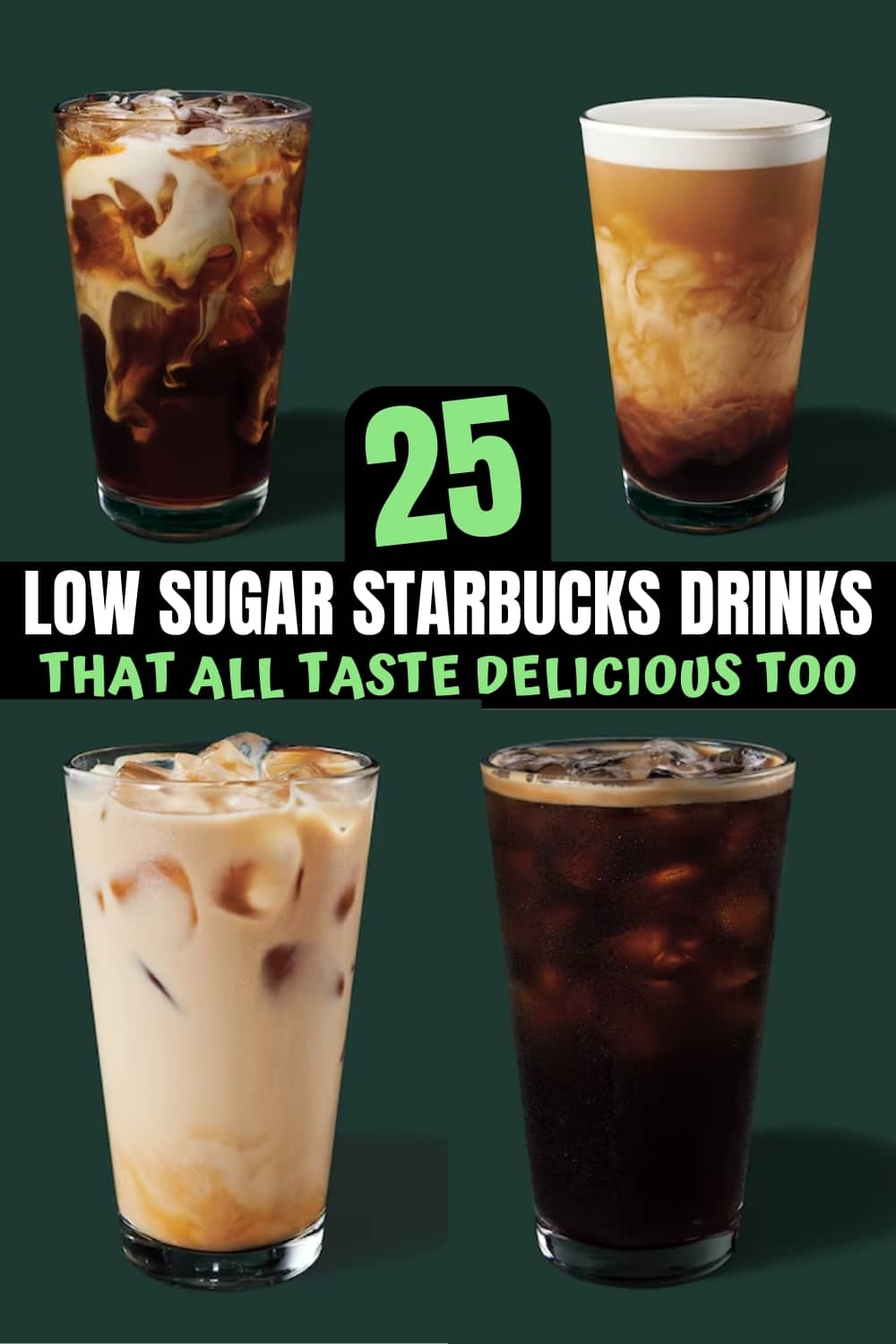 A bunch of low sugar starbucks drinks.