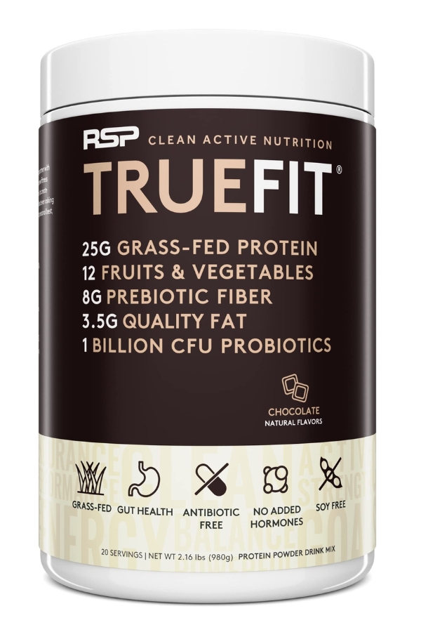 A tub of TrueFit Meal Replacement.